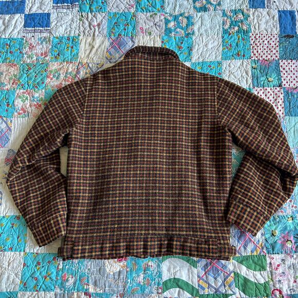 SOLD Vintage 50s British Fitted Checkered Zip Front Ricky Jacket XS S - Picture 6 of 7